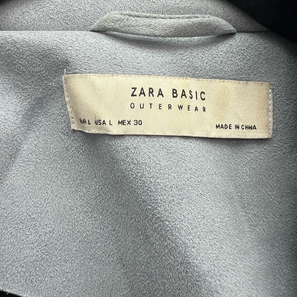 Zara Size large light blue faux suede motorcycle jacket with silver hardware - Picture 10 of 10
